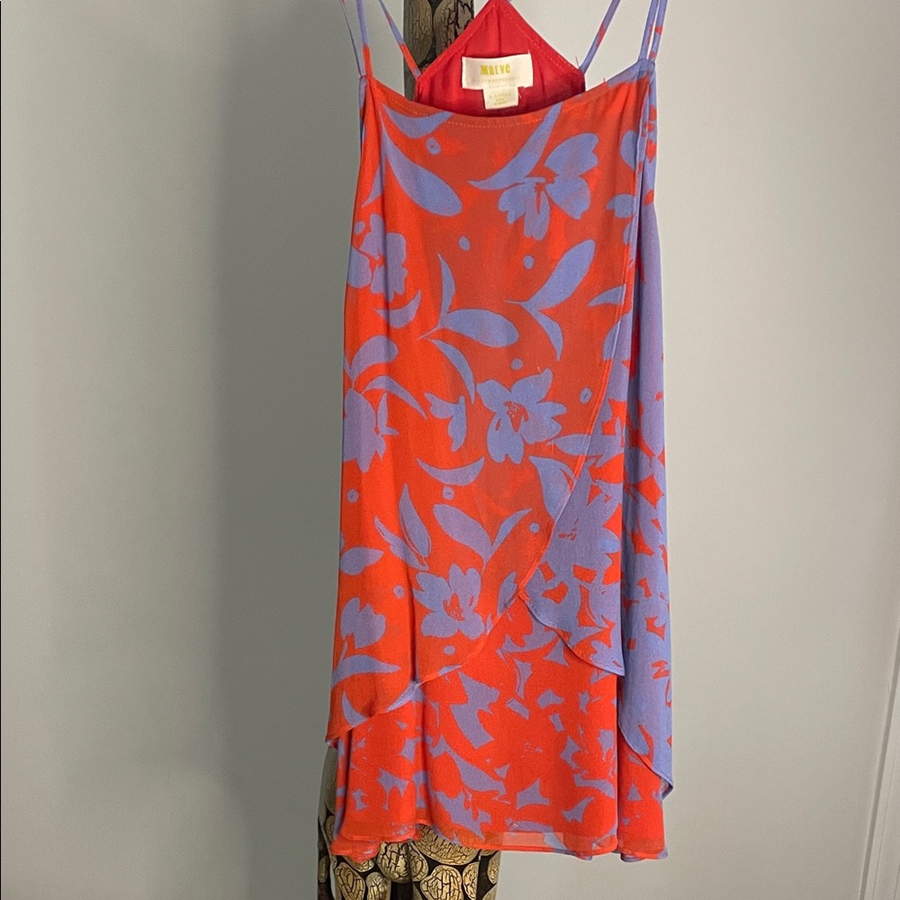 Maeve Anthropologie orange and Blue Floral Tank Top